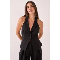 NastyGal Women's Tailored Button Detail Collared Waistcoat in Black | Size: 4