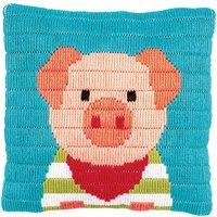 Vervaco L/S CUSH LITTLE PIG - Long Stitch Kit: Cushion: Little pig in White