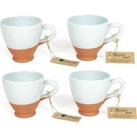 Verano Spanish Ceramics Rustic Pastel Half Dipped Terracotta Kitchen Set of 4 Everyday Cups (H) 9.5cm in Duck Egg Blue