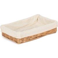 Red Hamper Wicker Cotton Lined Straight-Sided Rectangular Tray in Brown