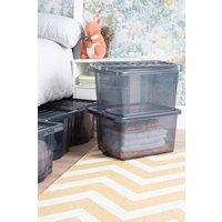 Wham Crystal 5 x 28L Stackable Plastic Storage Boxes with Lids in Black