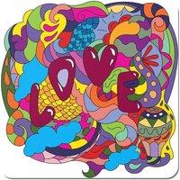 Warren Reed - Designer Motley Doodling Love Coasters - Set of 4 in Red