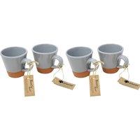 Verano Spanish Ceramics Rustic Pastel Half Dipped Terracotta Kitchen Dining Set of 4 Conical Cups (H) 9cm in Grey