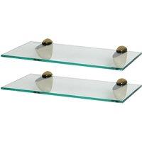 Harbour Housewares 2x Floating Glass Shelves - 40cm - Bathroom Shower Storage Display in Gold