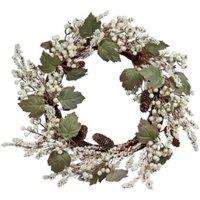 Samuel Alexander 40cm Hanging Christmas Winter Berry Wreath with Seasonal Foliage in White