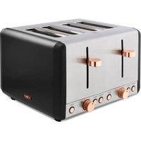 Tower T20051MSH Cavaletto 4-Slice Toaster with Defrost/Reheat, 1800W, Latte in Black