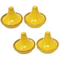 Verano Spanish Ceramics Selena Glazed Hand Dipped Kitchen Dining Set of 4 Mini Tagine Dip Dishes (D) 10cm in Yellow
