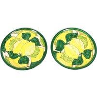 Verano Spanish Ceramics Signature Lemons Hand Painted Ceramic Kitchen Dining Set of 2 Small Plates (Diam) 20cm