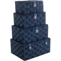 Red Hamper Blue Woven Paper Rope Picnic Basket | Size: Small