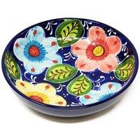 Verano Spanish Ceramics Classic Spanish Hand Painted Kitchen Dining Shallow Bowl 23cm Pink Flower