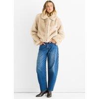 Gini London Women's Beige Premium Ombre Faux Fur Jacket | Size: Large/XL