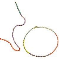 Spero London Women's Sterling Silver Enamel Mine Beaded Colourful Rainbow Necklace & Bracelet Set in Gold