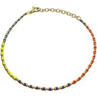 Spero London Women's Sterling Silver Enamel Mine Beaded Colourful Rainbow Bracelet | Size: 18 inches