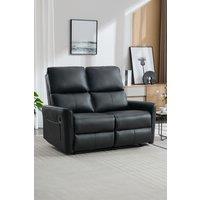 More4Homes Madrid 2 Seater Manual Air Leather Recliner Sofa in Black