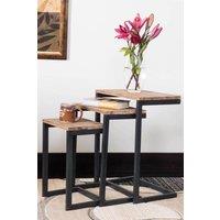 FWStyle Urban Design Modern Nest Of 3 Firewood Metal Nesting Table in Brown