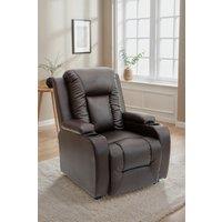 More4Homes Oscar Pushback Recliner Bonded Leather w Cupholders Chair in Brown