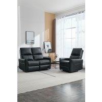 More4Homes Madrid 1+2 Seater Manual Air Leather Recliner Sofa Set in Black