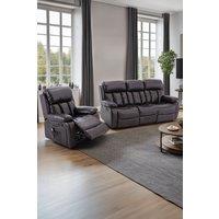 More4Homes Chester Manual Recliner Bonded Leather 1+3 Seater Sofa Set in Brown