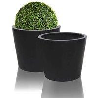 Primrose Set of 2 Black Polystone Patio Garden Outdoor Round Planter 60cm