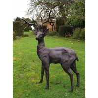 Inspirational Gifting Standing Stag Buck Ornament cast from Aluminium Extra Large in Bronze