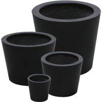 Primrose Set of 4 Polystone Black Round Indoor Outdoor Planters in 4 Different Sizes