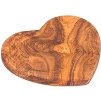 Verano Spanish Ceramics Olive Wood Natural Grained Rustic Handmade Heart Shaped Board (L) 39cm