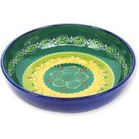 Verano Spanish Ceramics Classic Spanish Hand Painted Kitchen Dining Decor Large Bowl (Diam) 30cm Orange/Green
