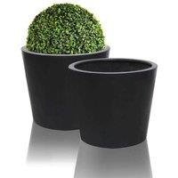 Primrose Set of 2 Black Polystone Round Indoor Outdoor Planter 70cm