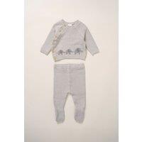 Rock a Bye Baby True Knit Elephant Cardigan & Footed Trousers Outfit Set in Grey | Size: 9-12 m