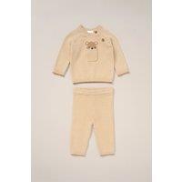 Rock a Bye Baby True Knit Cardigan, Trouser Outfit Set in Beige | Size: 3-6 m