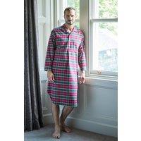 British Boxers Men's "Gaia" Tartan Brushed Cotton Nightshirt in Burgundy | Size: 2XL