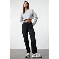 HOXTON GAL Women's Classic High-Waist Straight-Leg Jeans in Black | Size: 4