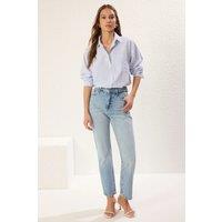 HOXTON GAL Women's Classic High-Waist Straight-Leg Jeans in Blue | Size: 6