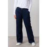 Lily & Me Women's Dockside Stretch Twill Full length Wide Leg Trousers in Navy | Size: 20R