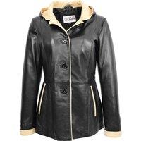 House of Leather Women's Carolina Real Leather Hood Jacket Black Size 16 | Size: 12