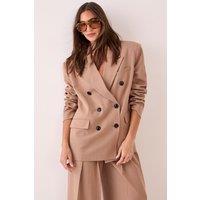 NastyGal Women's Tailored Double Breasted Oversized Blazer in Taupe | Size: 10