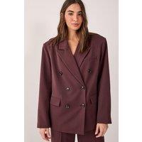 NastyGal Women's Tailored Double Breasted Oversized Blazer in Chocolate | Size: 4
