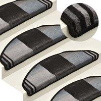 Berkfield Home Self-adhesive Stair Mats 15 pcs Black & Grey 65x21x4 cm | Size: Medium