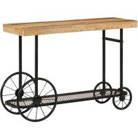 Berkfield Home Console Table 112x36x76 cm Solid Wood Mango & Iron in Brown | Size: 112 x 36 x 76 cm