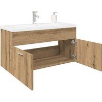 Berkfield Home Sink Cabinet with Built-in Basin Artisan Oak Engineered Wood in Brown