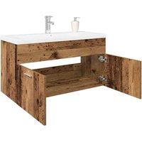 Berkfield Home Sink Cabinet with Built-in Basin Old Wood Engineered Wood in Brown