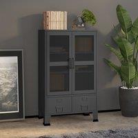 Berkfield Home Industrial Storage Chest Anthracite Metal in Black