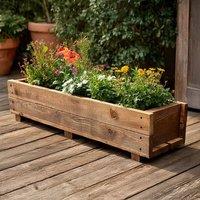 Woven Wood Brown 120cm Pine Wooden Planter Flower Trough in Natural
