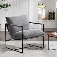 MCC Direct Boucle Fabric Lounge Chair with Metal Frame Upholstered Accent chair in Grey