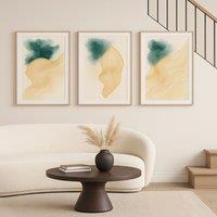 Mafett Set of 2 Beige Abstract Canvas Wall Art Prints Modern Neutral Decor | Size: W18 x H24
