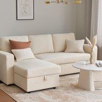 Aspire Nexis Corner Sofa Bed with Storage, Chaise on the Left in Natural | Size: 3 Seater