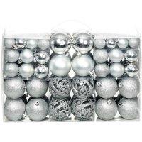 Berkfield Home 100 Piece Christmas Ball Set 3/4/6 cm Silver