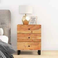 Berkfield Home Bedside Cabinet 50x33x62 cm Solid Wood Acacia&Engineered Wood in Brown | Size: 50 x 33 x 62 cm