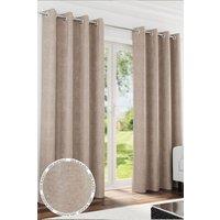 Enhanced Living 100% Blackout Chenille Thermal Eyelet Curtains for Living Room/Bedroom in Light Sand | Size: 168 cm width x 183 cm drop