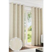 Enhanced Living 100% Blackout Chenille Thermal Eyelet Curtains for Living Room/Bedroom in Cream | Size: 168 cm width x 137 cm drop